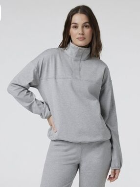 Nwot Vuori Granite Quarter Snap Mock Sweatshirt In Smokey Blue Size Large